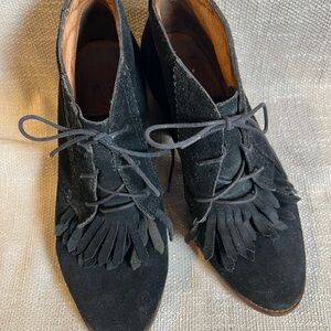 Madewell 1937 Fringed Black Suede Ankle Boots